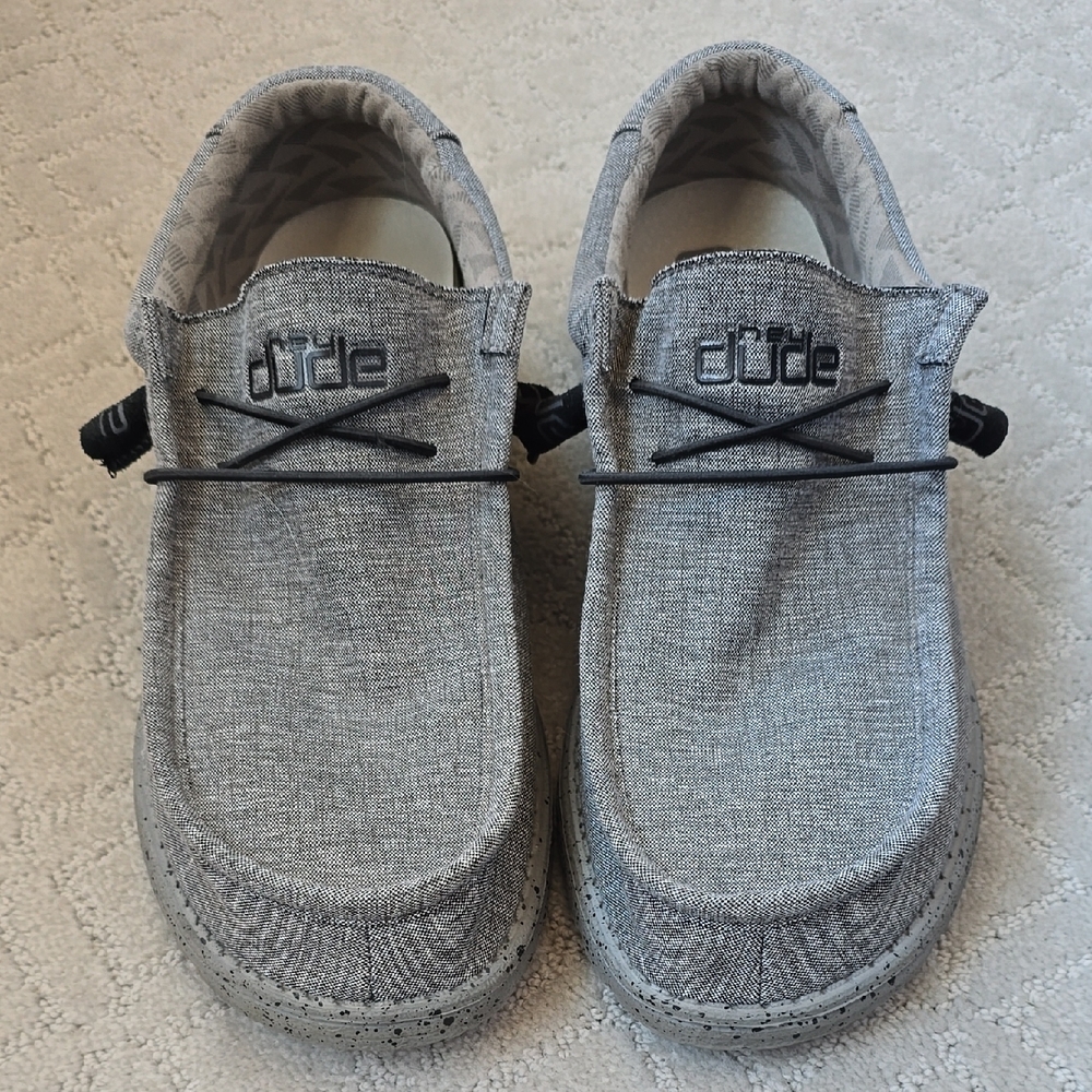 Hey Dude "Wally Stretch" Gray Steel Casual Shoes, Nearly Mint